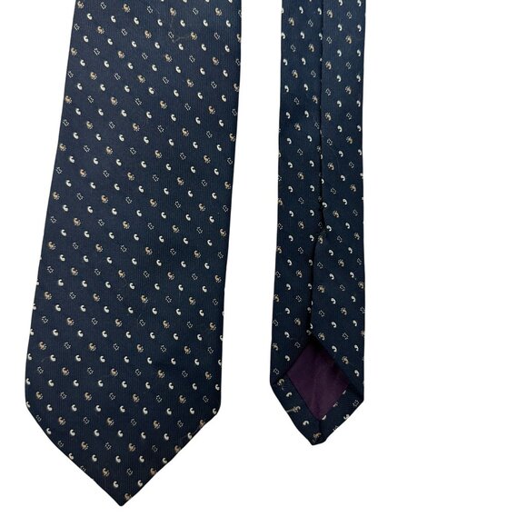 Vintage PanExcellence Navy Tie  Gold Paisley Pattern Professional Look Mens - Picture 2 of 3